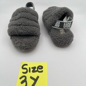 UGG Charcoal Fluffy Slides